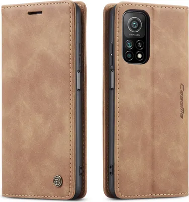 Produktbild von Xiaomi Mi 10T / Mi 10T Pro Hülle, LaimTop Retro Kunstledertasche mit Standfunktion Schutzhülle für Xiaomi Mi 10T / Mi 10T Pro Braun