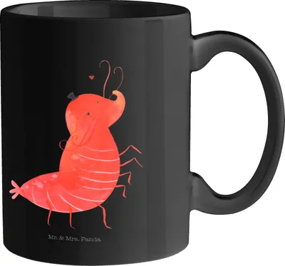 Produktbild von Mr. & Mrs. Panda Tasse Garnele Franzose - Schwarz - Geschenk, Französisch, Becher, Meer, Krabbe, schöne, Teebecher, Bedruckte, Kaffeetasse