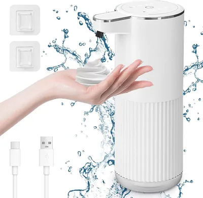 Produktbild von Schaumseifspender – 400 ml, wiederaufladbarer, berührungsloser Handseifenspender – Einstellbares Schaumvolumen – IPX5 wasserdicht