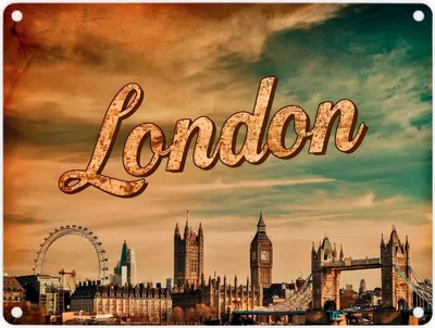 Produktbild von Londoner Skyline Metallschild in 15x20 cm - London
