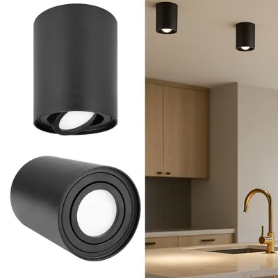 Produktbild von MasterLED Aufbaustrahler GU10 schwenkbar Ø85mm Schwarz Aluminium Deckenstrahler Innenbereich