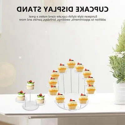 Produktbild von Famanu Cupcake-Ständer Set - Runde Acryl Cupcake-Halter - Dessertstand