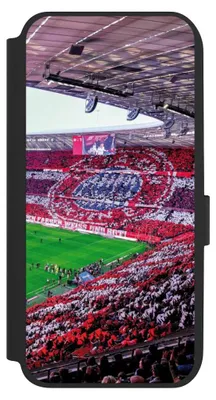 Produktbild von NIVOCASE Klapphülle für Samsung Galaxy A14 5G  Handyhülle aus Kunst Leder NIVOflip schwarz FC Bayern München FCB Stadion