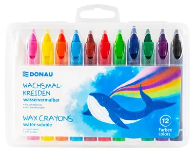 Image de DONAU 5111200-99 Coffret de crayons de cire - aquarellables, 12 pièces, assortis