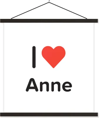 Produktbild von MuchoWow® Textilposter Ich liebe - Anne - Mädchen 90x90 cm mit schwarzem Rahmen - Magnetisches