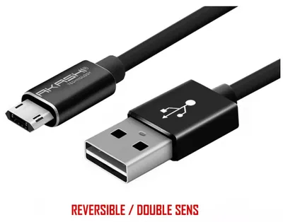 Image de Usb Noir 1m Reversible Micro-usb - Akashi