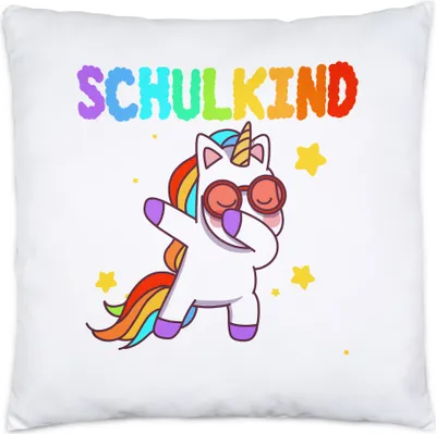 Produktbild von Schulkind Kissen Inkl. Füllung Einschulungsgeschenk Einhorn Unicorn Fans Buntes Motiv Regenbogen