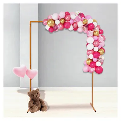 Produktbild von Quadratischer Hochzeitsbogen Ballonbogen Ständer für Geburtstag Garten Hochzeitsbögen Hintergrundständer aus Metall Gold 2 * 1,5 m