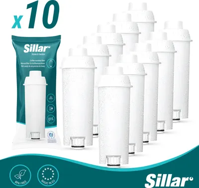 Produktbild von Filtr wody Sillar 10 pack do ekspresów do kawy Delonghi DLSC002, SER3017 & 5513292811 - Kompatybilny z seriami ECAM, ESAM, ETAM