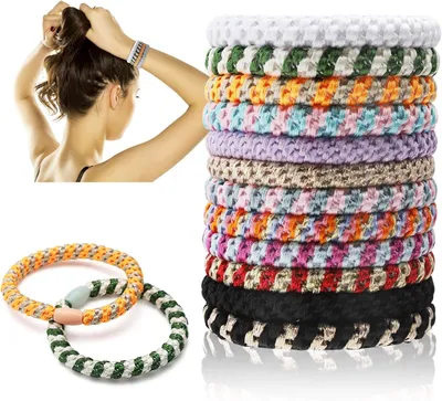 Imagen del producto de 12 gomas para el pelo trenzadas para mujeres y niñas, gomas gruesas de varios colores, ideales para cabello grueso y rizado