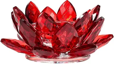 Zdjęcie produktu dla Świecznik Lotus kryształ czerwony -- 4,5x11 cm