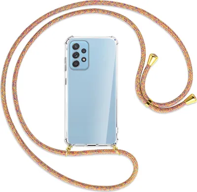 Produktbild von Handykette Backcover-Schutzhülle mit Band (Metall goldfarben) für Samsung Galaxy A52 4G / 5G, A52s 5G - Rainbow