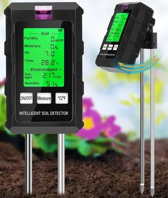 Image de Testeur de sol 6 en 1 mesurant le pH, l'humidité, la température, la luminosité et les nutriments pour le jardin et la pelouse