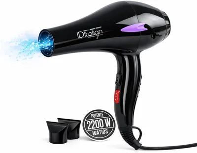 Produktbild von Haartrockner Ion Elite 2200 W mit Ionenfunktion, AC-Motor, 3 Temperaturstufen, 2 Geschwindigkeiten und Kaltlufttaste – Inklusive 2 Konzentratordüsen