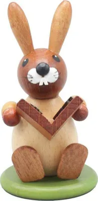 Produktbild von Osterdekoration Osterhase mit Buch natur Höhe 9cm NEU