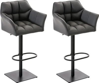 Produktbild von 2er Set Barhocker HLO-CP1 Kunstleder schwarz  grau