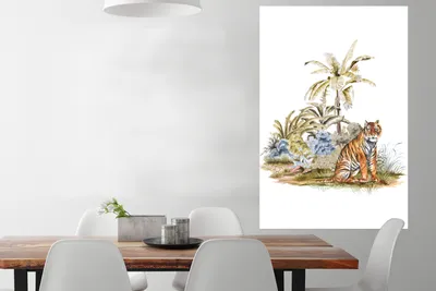 Produktbild von MuchoWow® Poster Tiger - Gemälde - Baum 80x120 cm - Papierdruck