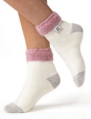 Produktbild von Damen Original Schlafsocken mit Federumschlag - Rosa & Creme