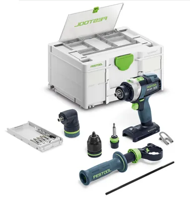Image de Perceuse-visseuse à percussion 18 V QUADRIVE TPC 18/4 I-Basic-Set (sans batterie ni chargeur) + coffret Systainer SYS3 DF M 187 - FESTOOL - 577625