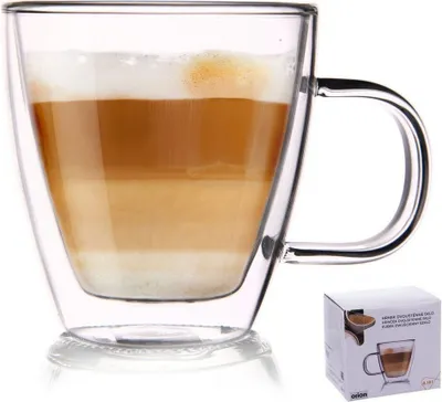 Produktbild von Doppelwandiger Thermobecher aus Glas für Kaffee, Tee, Kräuter 0,18 l