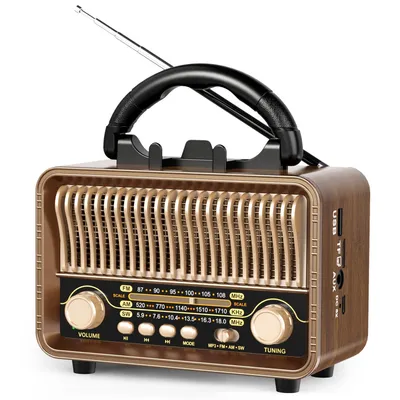 Produktbild von Radio, Vintage AM/FM-Super-Weitband-Radio mit Bluetooth 5.4 Radio, Tragbares 5-in-1 Bluetooth-Lautsprecher-Radio