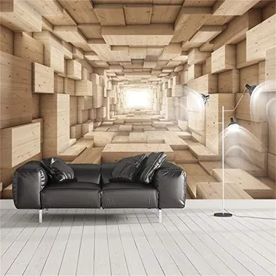 Image de Papier peint 3D représentant des blocs de bois, idéal pour la décoration intérieure