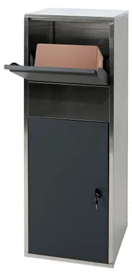 Produktbild von Paketkasten HWC-G80, Paketbox Standbriefkasten Größe XL - Edelstahl anthrazit