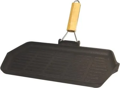 Obrázek produktu pro BAUMALU Litinová grilovací pánev, 33,5 x 19,5 cm, obdélníková, pro všechny typy sporáků včetně indukčních, odnímatelná rukojeť