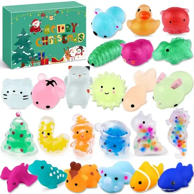 Zdjęcie produktu dla Kalendarz adwentowy squishy - 24 zwierzątka - Wielokrotnego użytku - Zabawka antystresowa
