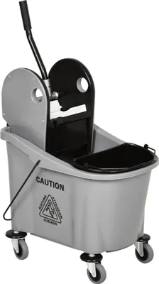 Produktbild von Fortuna Lai Reinigungswagen 36 Liter mit Auswringvorrichtung, Wischwagen in Grau 54 x 41 x 91,5 cm für effizientes Putzen