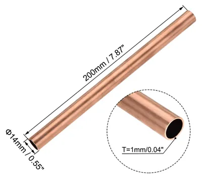Produktbild von 3 Stš¹ck 200mm L?nge Kupferrohr 14mm Au?endurchmesser, Nahtlose Gerades Rohr 1mm Wandst?rke, Kupfer Rundrohr fš¹r Industrie Bauwesen Garten Haushalt Bastelarbeiten Dekoration