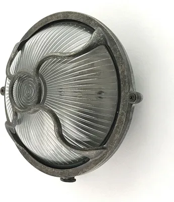 Produktbild von Wandleuchte außen Messing massiv Glas D: 17,5 cm rund IP64 Zinn E27 Maritim Kellerlampe
