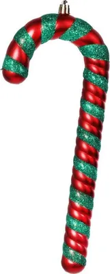 Zdjęcie produktu dla Zestaw 2 Plastikowych Zawieszek Świątecznych - Laski 26 cm, Zielono-Czerwone