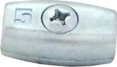 A close-up, studio shot of a metal wire connector.