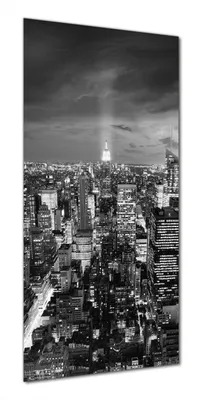 Produktbild von Wallario selbstklebende Duschrückwand 70 x 200 cm mit Motiv New York bei Nacht - Panoramablick über die Stadt - schwarzweiß - Wandverkleidung mit Hochglanzlaminat in Glasoptik