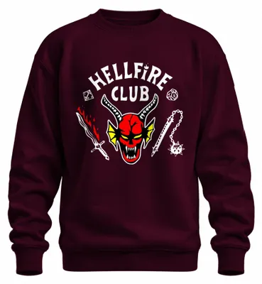 Produktbild von HELLFIRE CLUB Dämon Schädel Hörner D20 Flammenschwert Sweatshirt Pullover, Burgundy, S