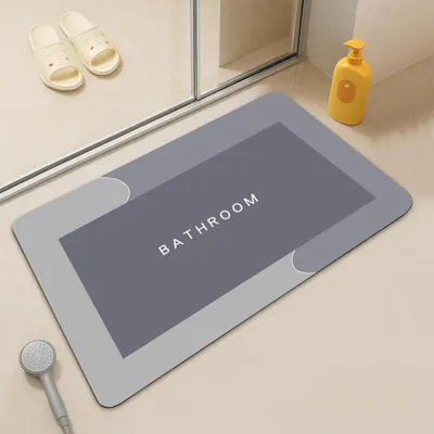 Immagine prodotto di Tappetino da bagno antiscivolo, assorbente e ad asciugatura rapida, 50x80 cm, grigio, a 4 strati