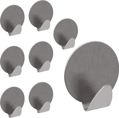 Produktbild von LouMaxx Klebehaken Edelstahl rund 8er Set – Wandhaken/Haken selbstklebend – Handtuchhalter ohne Bohren - schnelle Montage und starker Halt - ideal für Bad, Küche, Flur usw.