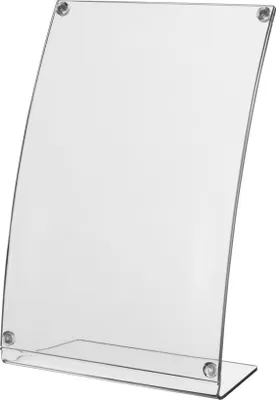Produktbild von 5 Stück Vorteilspack L-Ständer MAGNETIC DIN A5 Hoch- und Querformat - Werbeaufsteller gebogen - optimaler Lesewinkel - Tischaufsteller aus Acryl - glasklar - Infoständer A5
