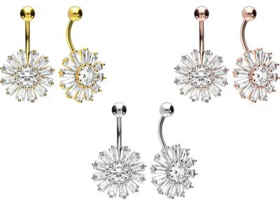 Produktbild von Bauchnabelpiercing Chirurgenstahl Bananabell KRISTALLBLUME