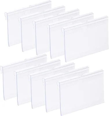 Produktbild von 60Stück Etikettenhalter aus Kunststoff Transparent, Klare Preisschild Etikettenhalter, PVC Preisschildhalter Kunststoff Regal Etikettenhalter zur Waren-Beschilderung für Supermarkt Geschäft