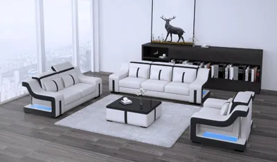 Produktbild von Sofagarnitur 3+1 Polster Designer Sofas Garnitur Couch Sofa Garnituren Leder Set