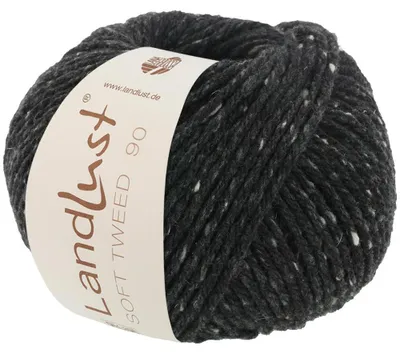 Produktbild von Lana Grossa Landlust Soft Tweed 90 klassisch verzwirntes Tweedgarn aus Schurwolle mit mehrfarbigen Noppen 90 m Farbe 006 - Schwarz meliert