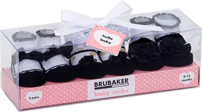 Produktbild von BRUBAKER 3 Paar Babysocken Mädchen 0-12 Monate - Rüschen - in Geschenkverpackung