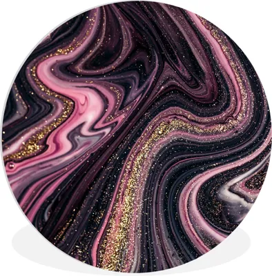 Produktbild von MuchoWow® Rundes Wandbild - Runde Bilder Marmoroptik - Rosa - Lila - Gold - Luxus - Marmor Ø 90 cm Kreis Wanddekoration Kunststoff - Wandkreis - Wandschmuck - Wand-Kreis - Wohnzimmer - Bild - Runde - Wanddeko - Dibond - Kunstdrucke