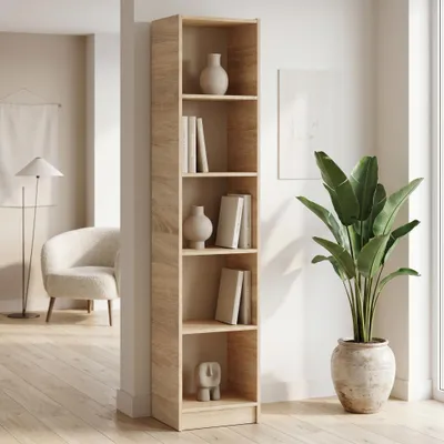 Produktbild von Schmales Bücherregal Sonoma| Hochregal & Aktenregal 40 x 182,6 x 32 cm | Platzsparendes Standregal für Büro & Wohnzimmer