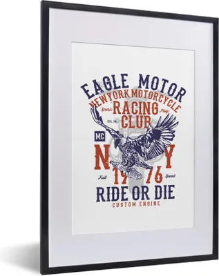 Produktbild von MuchoWow® MuchoWow® Gerahmtes Poster Mancave - Motor - Vogel - Vintage 30x40 cm - Poster mit zchwarzem Bilderrahmen - Wandposter Schlafzimmer