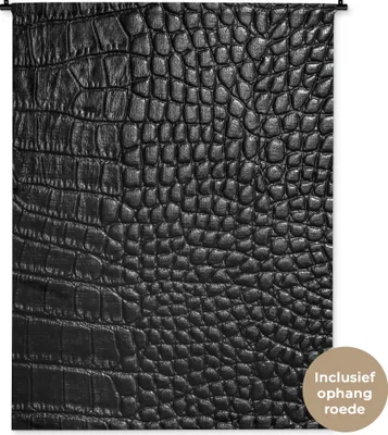 Produktbild von MuchoWow® Wandteppich Wandbehang Leder - Strukturiert - Schwarz - Grau 120x160 cm Tapisserie Dekoration Wandtuch - Wohnzimmer - Moderne