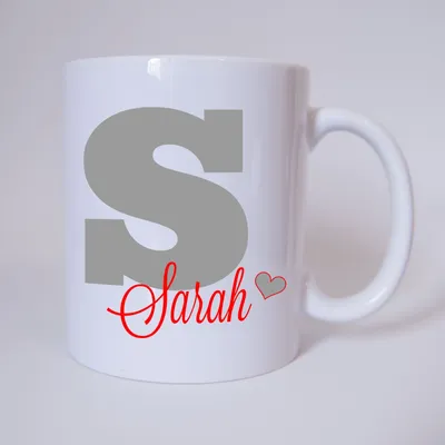 Produktbild von Namenstasse Buchstabe S, individueller Name (Grau/Rot) / Tasse / Kaffeetasse / Kaffeebecher