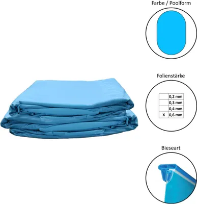 Produktbild von Poolinnenhüllen oval 0,6 mm 120 cm Tiefe Keilbiese Poolfolie Ersatzfolie Ovalbecken 490x300x120cm - Dicke 0,6mm - Keilbiese - blau